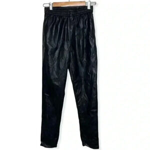 Raga Black Faux Leather Harlee Trouser‎ With Elastic Waist